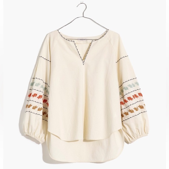 Madewell Embroidered-Sleeve Popover Top - Picture 5 of 13